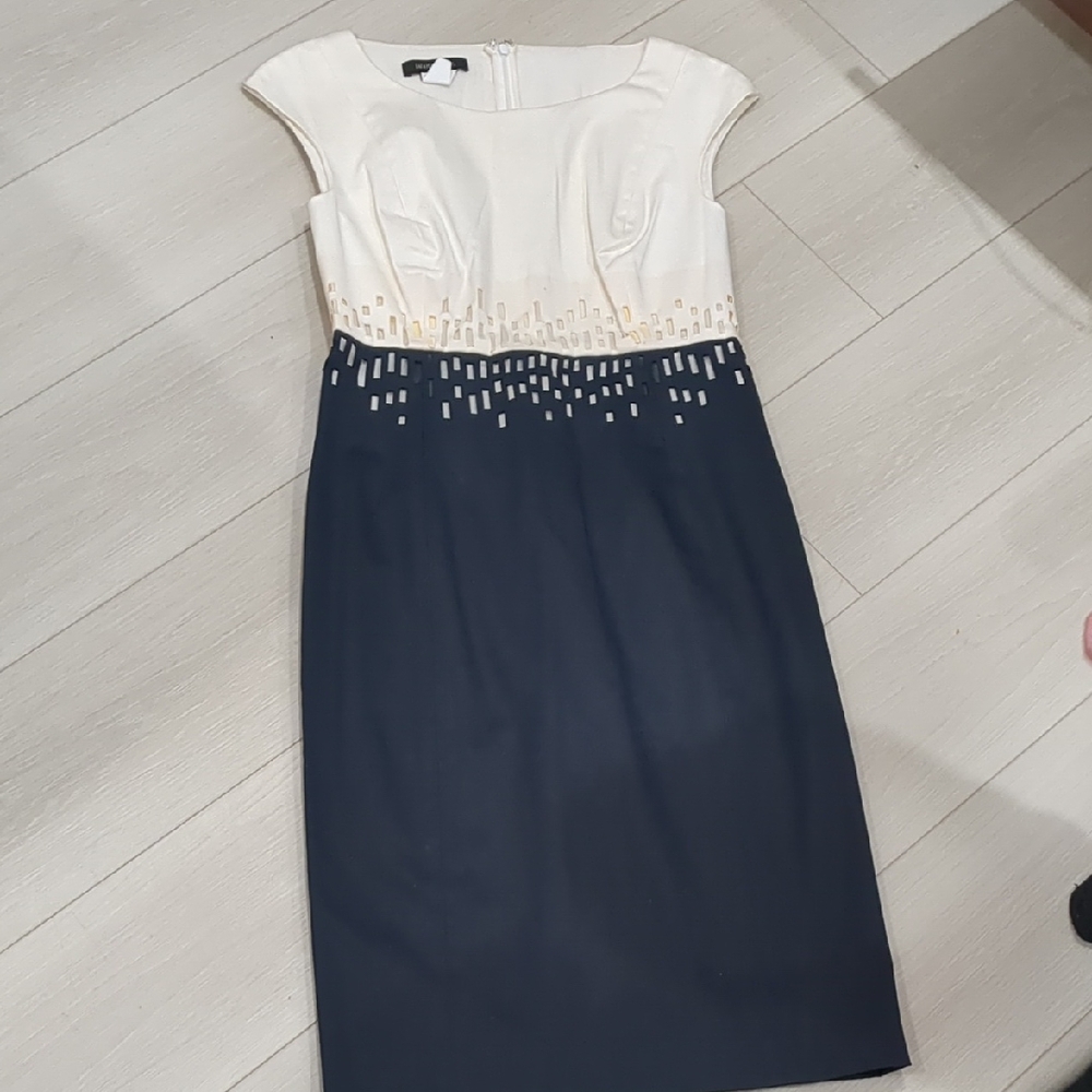 Elegant Navy and Cream Dress